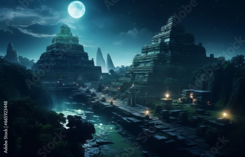 Lost Ancient Mayan City with Pyramids 
