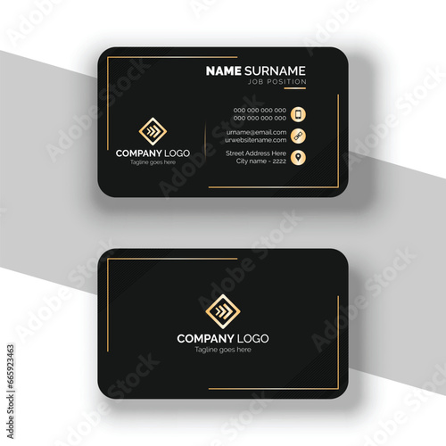 golden and black business card