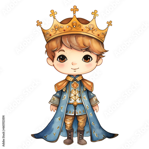Watercolor Cute Prince Clipart Illustration