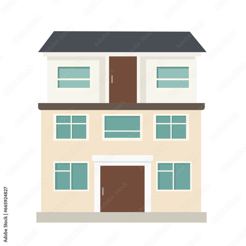 Real estate building flat design illustration, town house or apartment icon - Vector Real estate building flat design illustration, town house or apartment icon - Vector