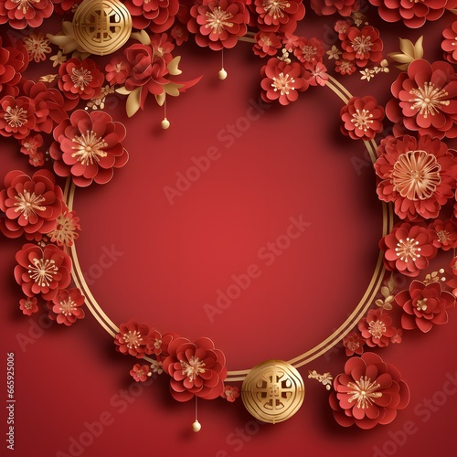 oriental flower ornament frame