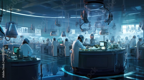 Futuristic laboratory room