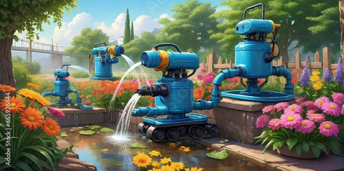 rebot giving the water of flower photo