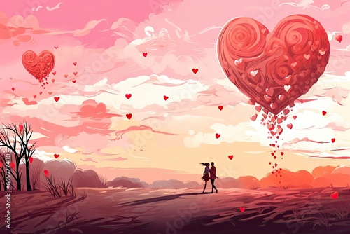 Valentine's day background with couple in love, vector illustration, Love background illustration , AI Generated