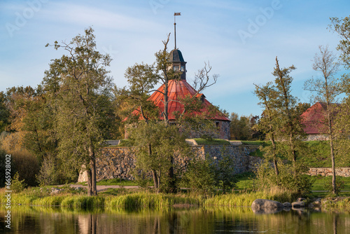 Sunny October evening at the ancient Korela fortress. Priozersk. Leningrad region, Russia photo