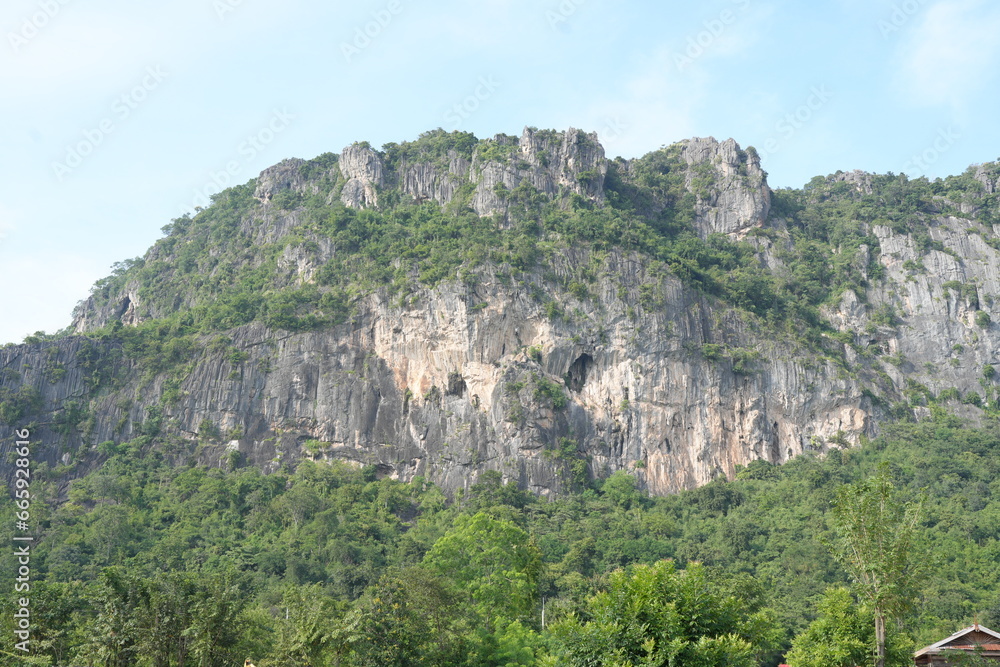 Limestone mountains in Thailand There are many bats living there.