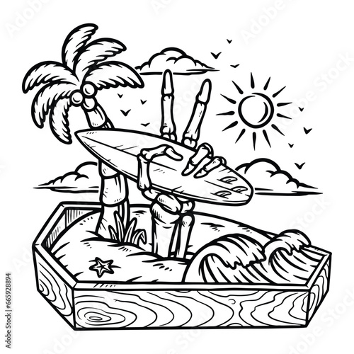 make peace on the beach line illustration