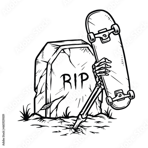 skate till death illustration line illustration