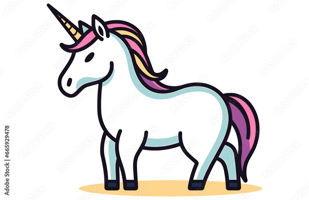 Unicorn - Outline Icon - Pixel Perfect, Vector cute unicorn icon isolated, cartoon, illustration.
