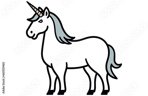 Unicorn - Outline Icon - Pixel Perfect  Vector cute unicorn icon isolated  cartoon  illustration. 