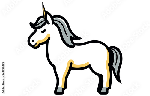 Unicorn - Outline Icon - Pixel Perfect  Vector cute unicorn icon isolated  cartoon  illustration. 