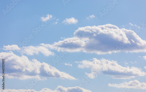 Fototapeta Naklejka Na Ścianę i Meble -  White bird clouds under the blue sky. sunny weather