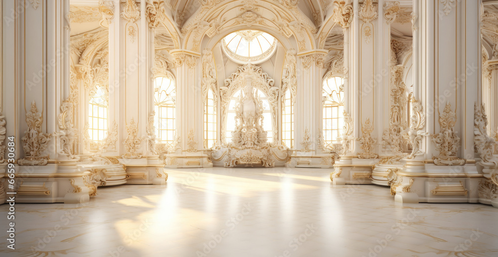 The large room is decorated in a palace style - obrazy, fototapety, plakaty 