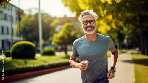 Senior man going for a run and living a healthy lifestyle for longevity