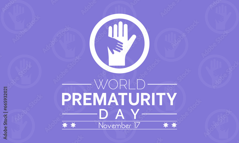 Fototapeta premium World Prematurity Day Vector Illustration with Tiny Newborn and Caring Hands. Vector template for background, banner, card, poster design.