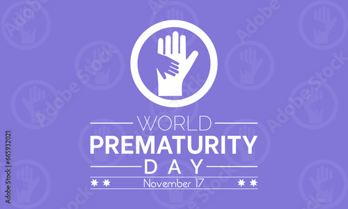 World Prematurity Day Vector Illustration with Tiny Newborn and Caring Hands. Vector template for background, banner, card, poster design.