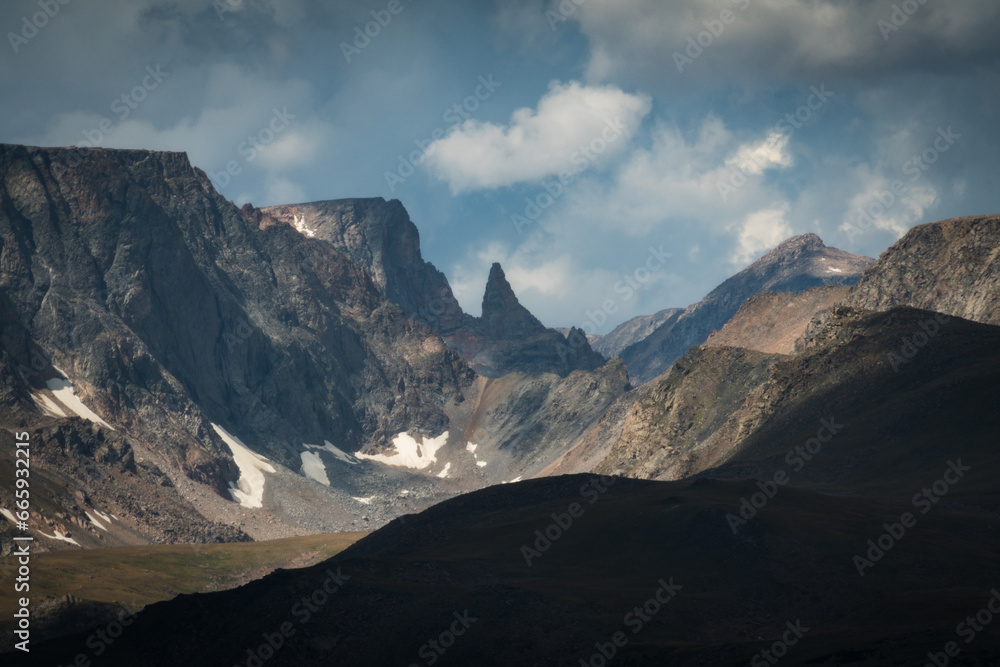 The bear's tooth mountain in dappled light The bear's tooth mountain in dappled light