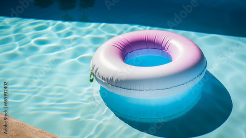Pool float, ring floating in a swimming pool.