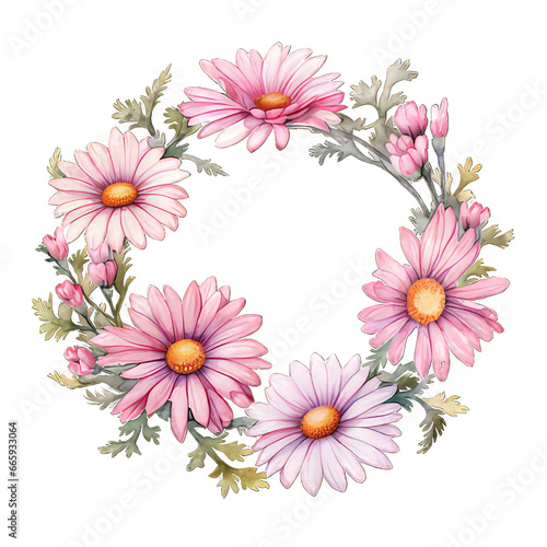 Pink daisy flowers border png transparent background