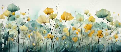 Colorful poppies on a light background. Digital illustration for your design.	
