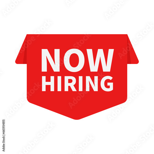 Now Hiring In Red Unique Shape For Recruitment Member
