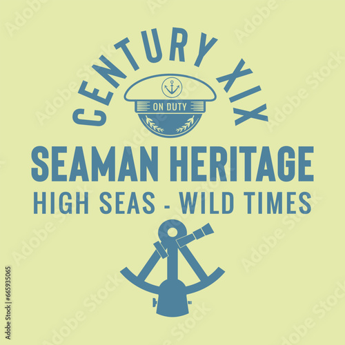 Nautical typography and illustration. T shirt graphics. Vectors