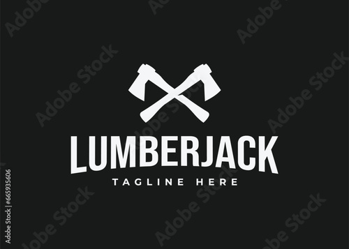lumberjack axe logo design vector illustration