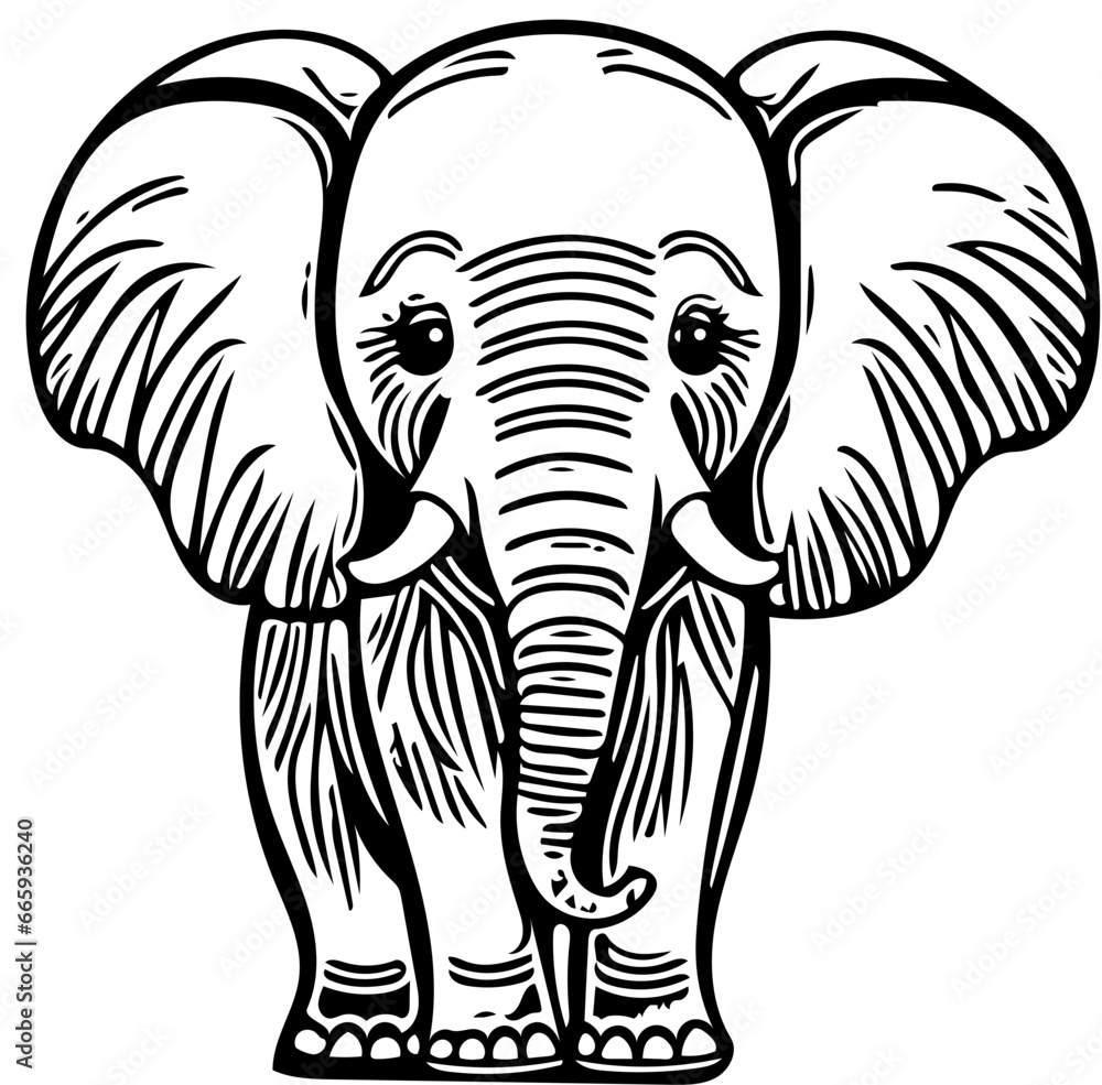 Obraz premium elephant isolated on white background vector illustration | Digital Silhouette of a cute elephant 
