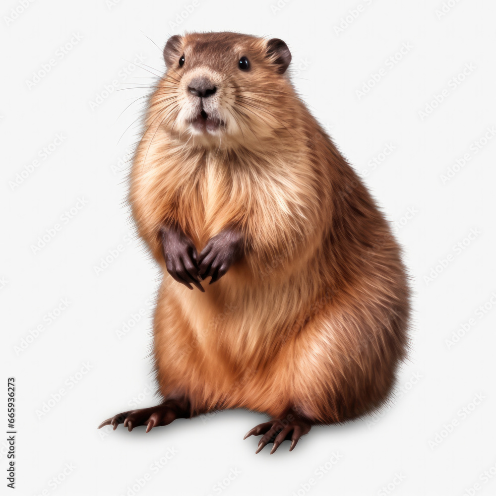 Obraz premium Large nutria, beaver isolated on white background.
