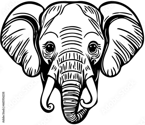 elephant cartoon isolated on white background Silhouette | vector illustration of an elephant head 