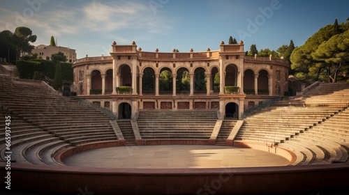 The Greek Theater, constructed for the 1929 Barcelona International Exposition, is an amphitheater designed in accordance with the traditional Greek architectural model