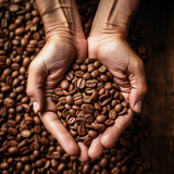 coffee beans in hands. Generative AI