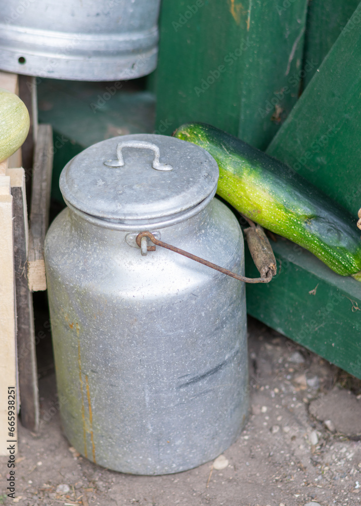 still life with various autumn accessories, metal dishes of various shapes, autumn weekend concept