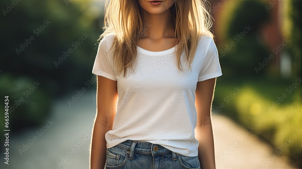 a woman with a hat on her head is walking down a street. generative ai a woman with a hat on her head is walking down a street. generative ai