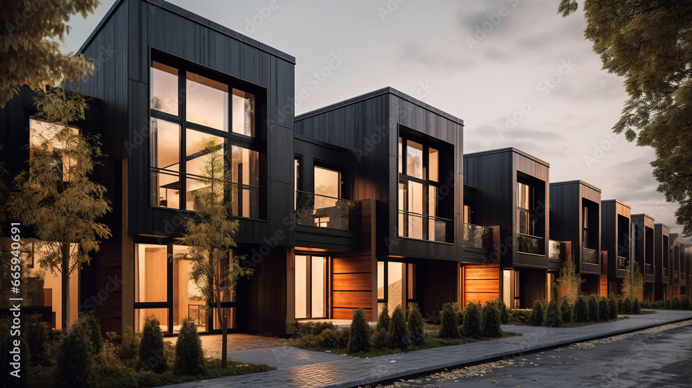 ontemporary Black Townhouses: Modern Modular Residential Architecture