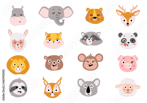 Cute Head Animal Element Set