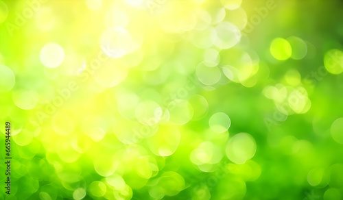 Green bokeh abstract light background. defocused nature background.