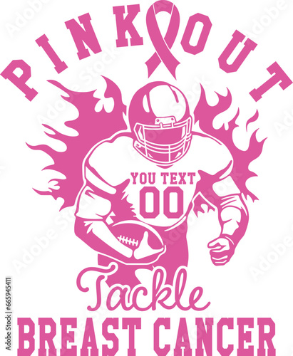 Pink out tackle breast cancer ,Cancer Awareness ,Football player ,Cheer football fight cancer shirt