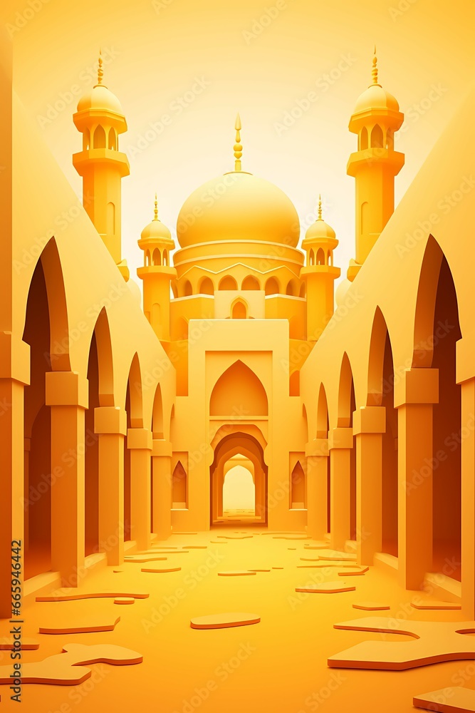 great yellow mosque illustration
