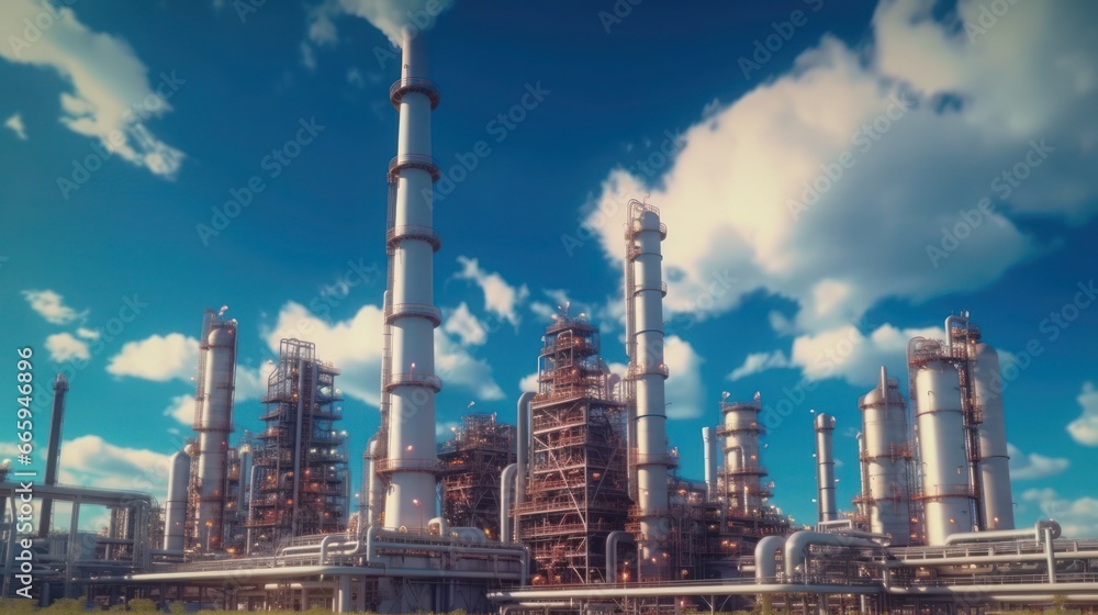 Close-up view Oil and gas industrial refinery zone,Detail of equipment oil pipeline steel with valve from large oil storage tank at cloudy sky