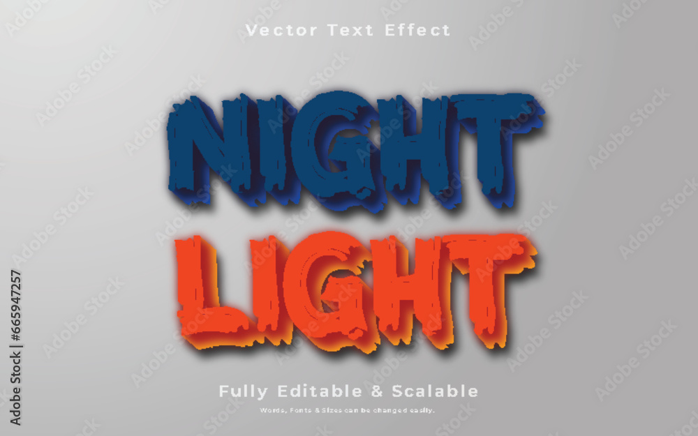 Night Light 3d text templet vector