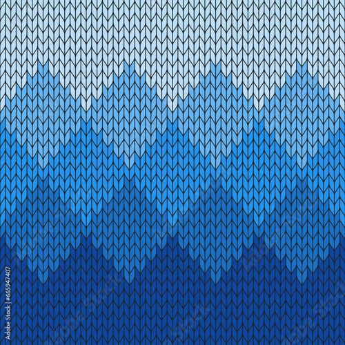 Blue gradient knitted pattern. knitted vector pattern. Seamless gradient pattern for clothing, wrapping paper, backdrop, background, gift card.	