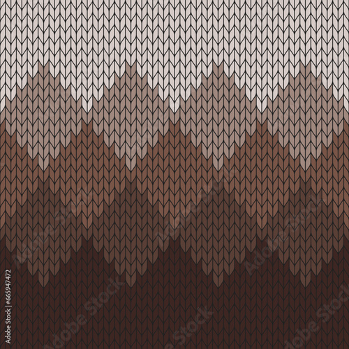 Brown gradient knitted pattern. knitted vector pattern. Seamless gradient pattern for clothing, wrapping paper, backdrop, background, gift card.	