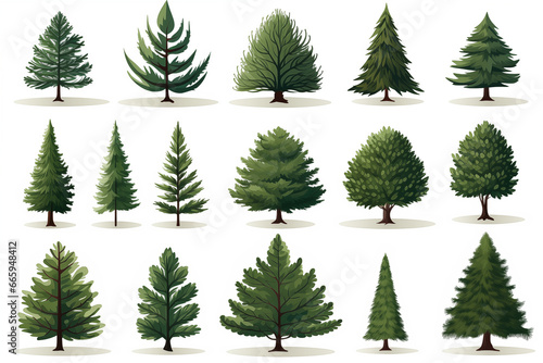 Collection of Christmas trees isolated background © nortongo