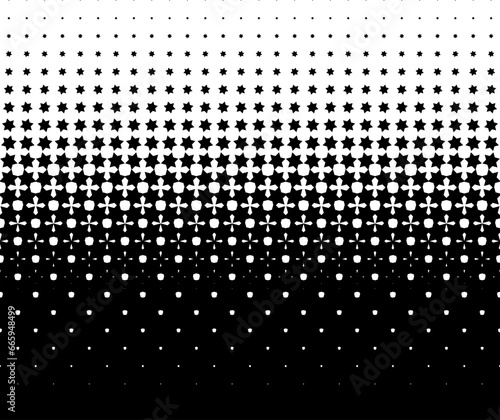Diminishing stars . Geometric pattern in arabic style on a white background. Seamless in one direction. Average fadeout