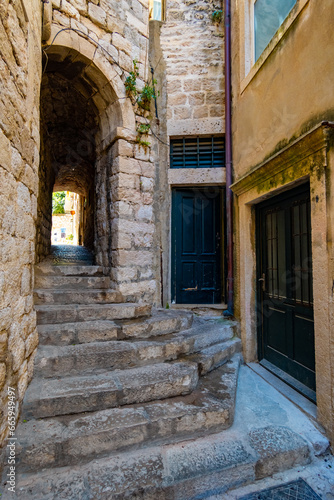 street view of the old town Dubrovnik, Croatia, medieval European architecture, narrow streets in historic city, the concept of traveling through the Balkans © soleg