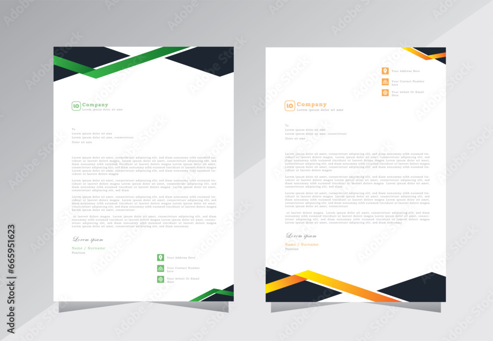 letterhead design template with green and yellow color. creative modern letter head design template for your project. letterhead, letter head, Business letterhead