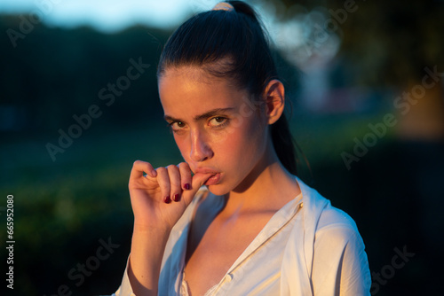 Slika na platnu Close up face of young woman