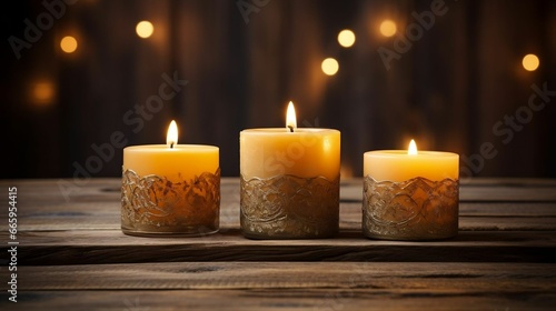 Flickering candles casting a warm  cozy ambiance 