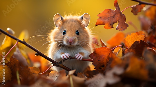 Adorable Hamsters Chipmunks Playing in Autumn Park